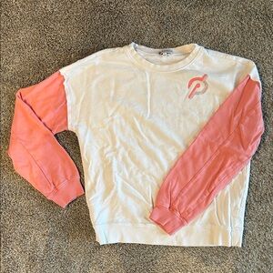 Peloton Kids White Sweatshirt with Pink Logo